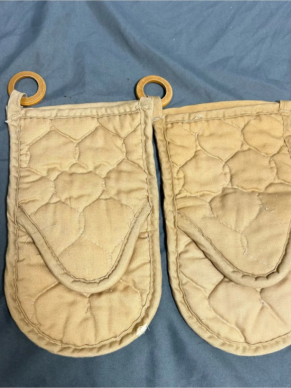 Vintage Franco Kitchen Oven Mitts Retro Mushroom And Vegetable Print 70s Cottage